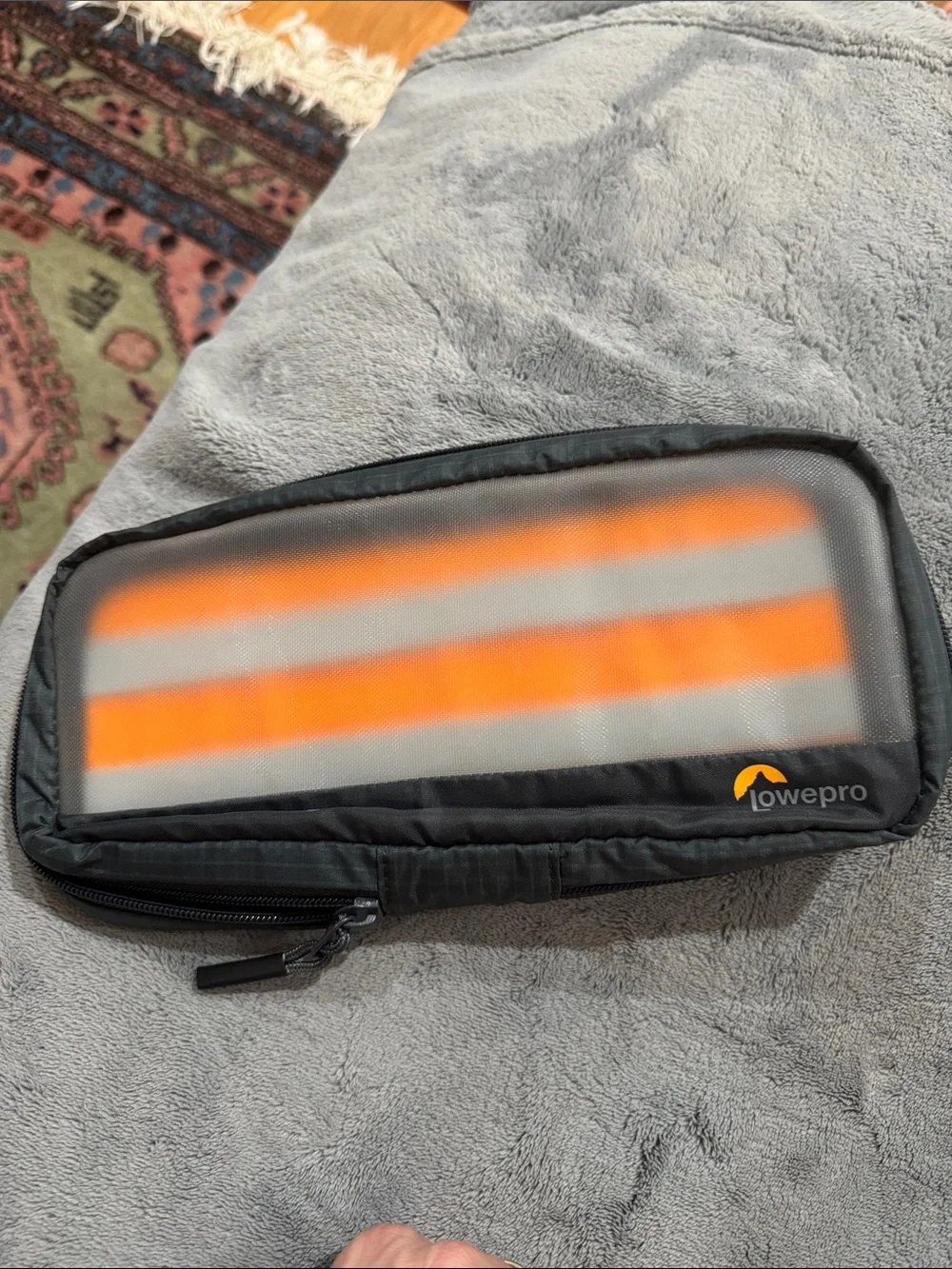 Lowepro Gearup Medium Pouch Gray Camera Gear Pouch with Orange Interior